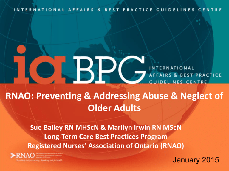 RNAO Best Practice Guidelines Preventing Addressing Abuse