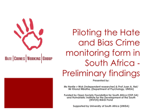 Nov 2012 Report on Piloting the Hate and Bias Crime Monitoring Form