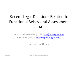 Recent Legal Decisions Related to Functional Behavioral Assessment