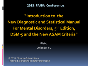 The DSM-5 - Florida Alcohol and Drug Abuse Association