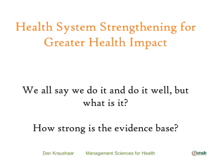 Unpacking Health System Performance for MCH and FP