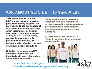 ASK about Suicide to save a Life, PowerPoint