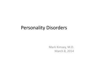 Personality Disorders - Identification & Treatment