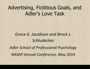 Advertising, Fictitious Goals, and Adler`s Love Task