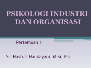 Psikologi Industri dan Organisasi Pertemuan 1