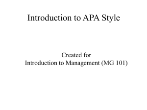 Management 101 APA PowerPoint