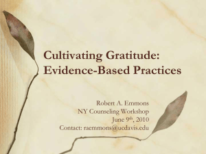 Gratitude- Part II -Robert Emmons