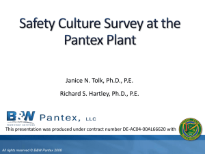 Safety Culture Survey at the Pantex Plant