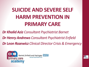 Presentation on Suicide and Self Harm Prevention in Primary Care