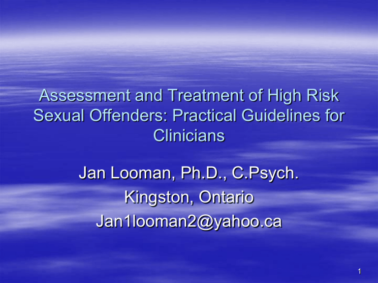 Assessment And Treatment Of High Risk Sexual Offenders 8350