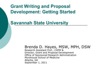 Dr. Brenda Hayes Grant Writing Presentation I