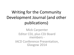Writing for the Community Development Journal