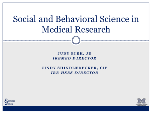 Social and Behavioral Research in the Medical Setting