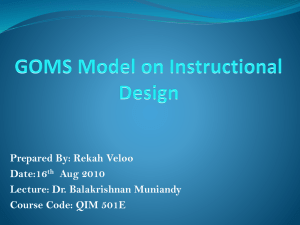 GOMS Model - Instructional Design & delivery / 2010 + Research