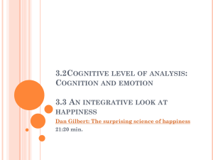 3.2Cognitive level of analysis: Cognition and emotion 3.3 An