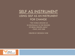 Self As Instrument Using self as an instrument for change *The world