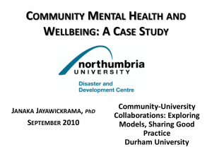 Community Mental Health and Wellbeing