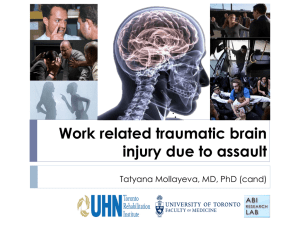 Work related traumatic brain injury due to assault