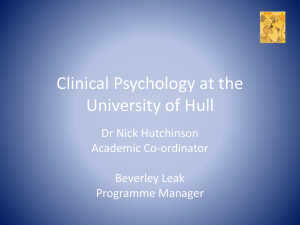 Clinical Psychology at the University of Hull