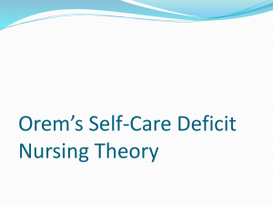 Orem*s Self-Care Deficit Nursing Theory