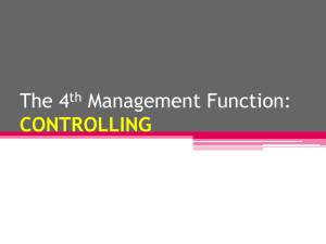 The 4th Management Function: CONTROLLING