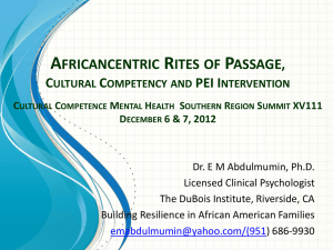 Africancentric Rites of Passage, Cultural Competency and PEI