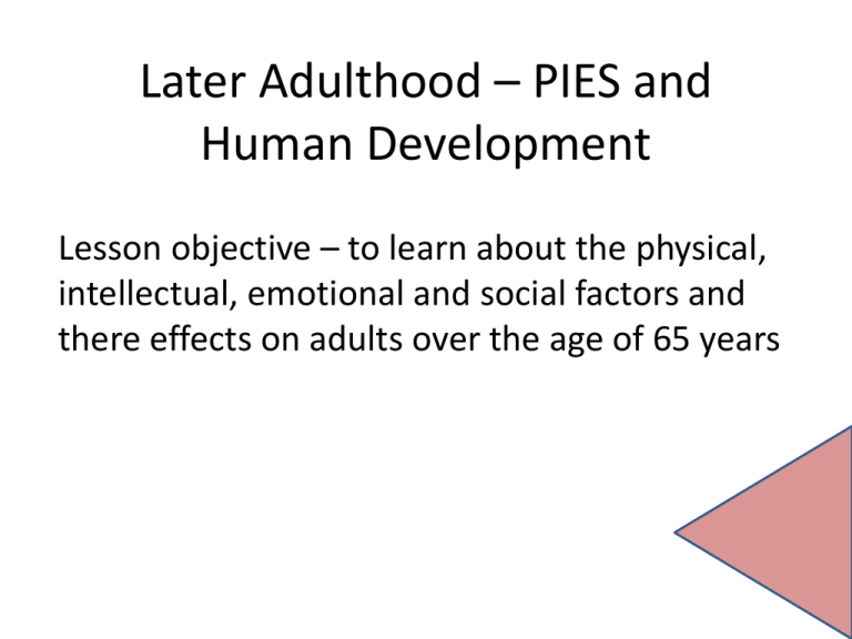 Later Adulthood PIES And Human Development