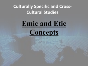Emic and Etic Approach