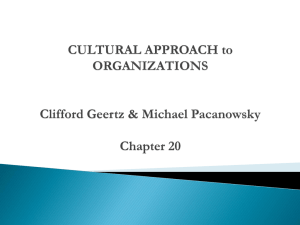 CULTURAL APPROACH to ORGANIZATIONS