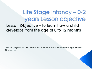 Life Stage Infancy * 0-3 years Lesson objective