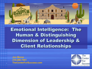 Emotional Intelligence The Human & Distinguishing Dimension of