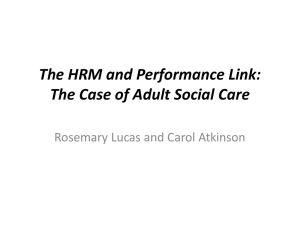 The HRM and Performance Link: The Case of Adult Social