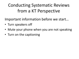 The Systematic Review Process - uw msktc