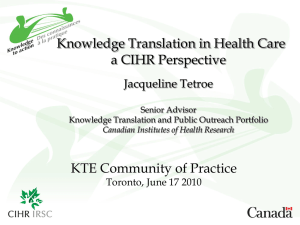 Presentation slides for Jacqueline Tetroe