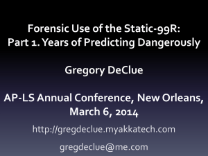 Part 1. Years of Predicting Dangerously. Paper presented