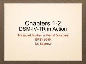 Chapters 1-2 DSM-IV-TR in Action