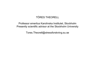 Presentation by Töres Theorell