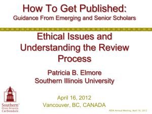 Ethical Issues and Understanding the Review Process