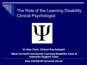 Role of LD Psychologist - Dr Alex Clark