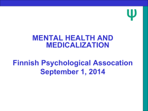 MENTAL HEALTH AND MEDICALIZATION Finnish Psychological