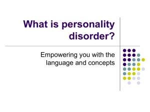 Assessment and Treatment of Personality Disorders (PD)