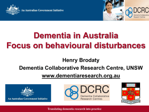 Dementia in Australia: Focus on behavioural disturbances