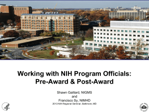 Working with NIH Program Officials - Pre-Award and Post