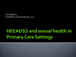 HEEADSS and sexual health in Primary Care Settings