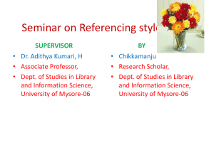 Seminar on Referencing style:APA