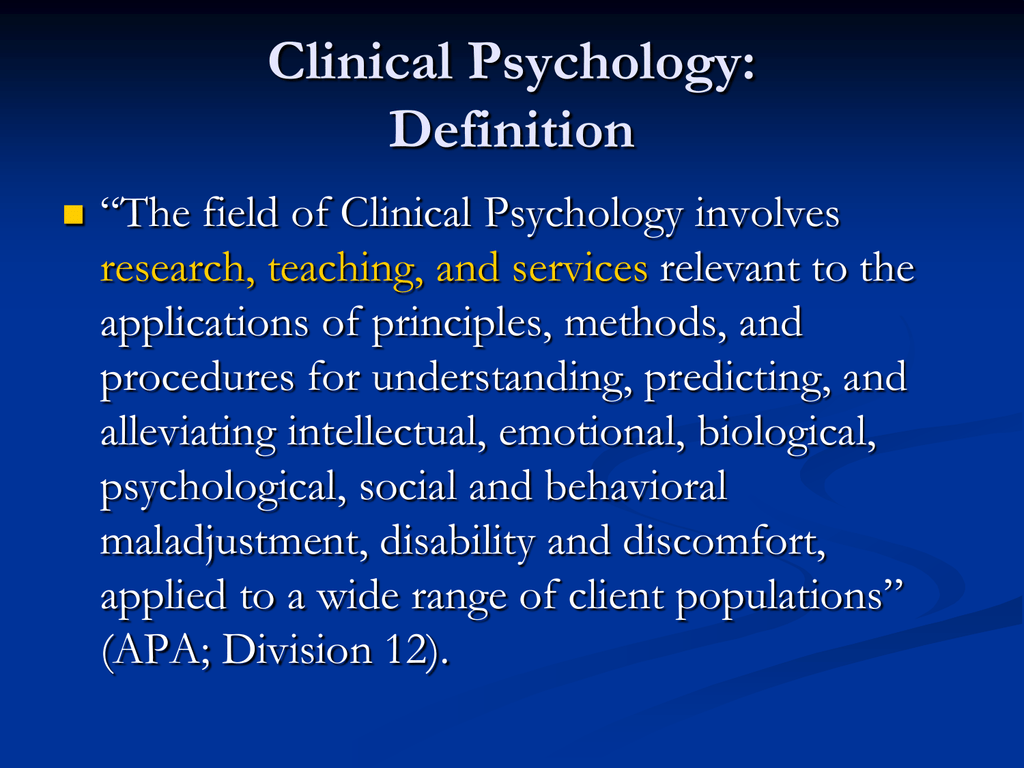 clinical psychology: definition
