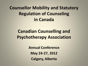 Statutory Regulation of Counselling and Counsellor Mobility in