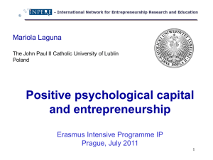 Positive psychological capital and entrepreneurship