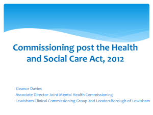 Commissioning post the Health and Social Care