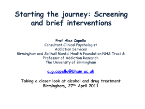screening and brief interventions by Prof Alex Copello